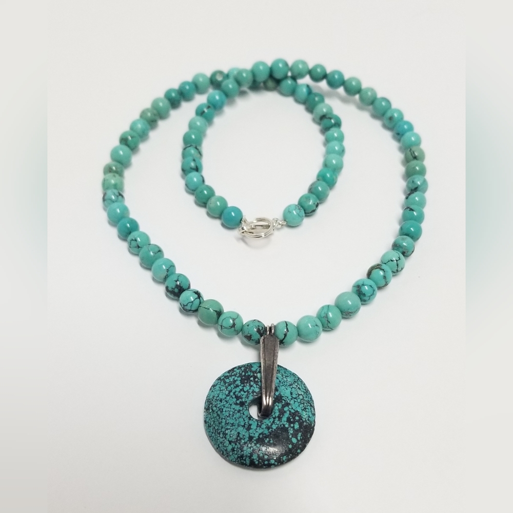 19 inch Beaded Turquoise Necklace